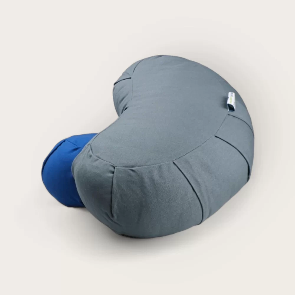 Modern Yogi Yoga Crescent Zafu Cushions made with 100% cotton. Royal Blue & Gray Color