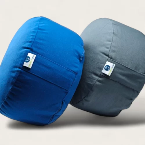 Modern Yogi Yoga Meditation Cushions made with 100% cotton. Royal Blue & Gray Color