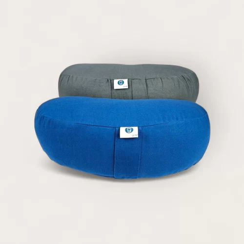 Modern Yogi Moon Yoga Cushions made with 100% cotton. Royal Blue & Gray Color