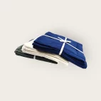 Modern Yogi Yoga Blankets made with 100% cotton. Colors Gray, Royal Blue & Ivory