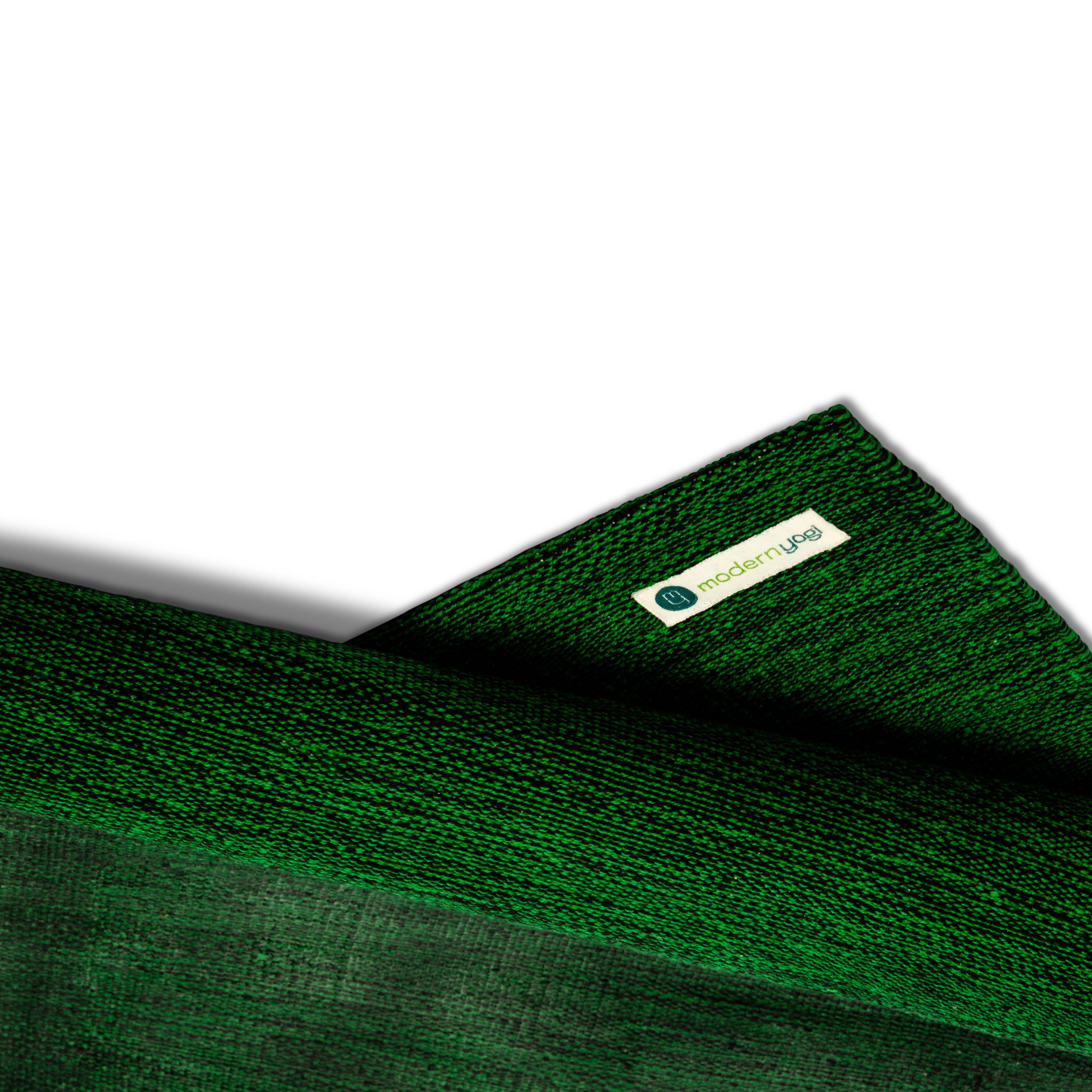 3MM Premium Thick Cotton Yoga Mat - Cadmium Green | Folded