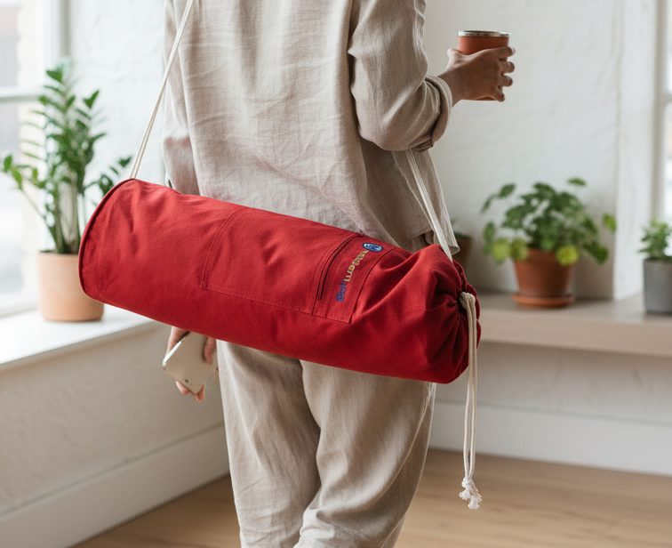 cotton yoga mat - teal